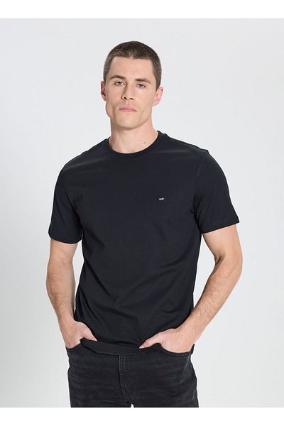 WRANGLER Μαύρο ανδρικό μπλουζάκι Crew Neck - W7NM203877001