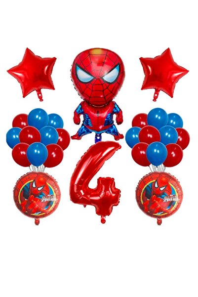 PARTİAVM Spiderman Kırmızı Rakamlı FUll Balon Seti Örümcek Adam Temalı Balon ...