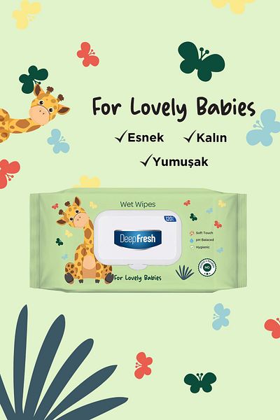 Deep Fresh 120 Sheets Lovely Babies Giraffe Wet Wipes