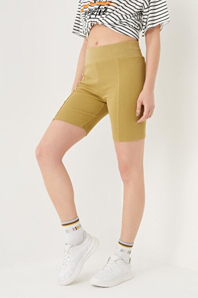 Curly Colanți biker cu cusături verde ulei