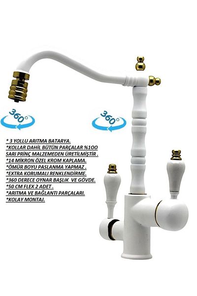 Class Armatür Kitchen Purifier White Sink Faucet