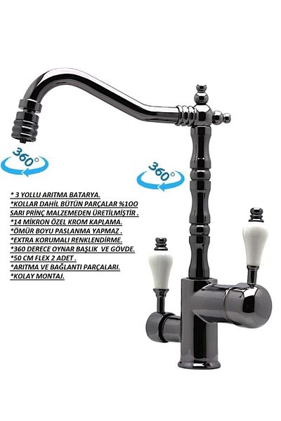 Class Armatür Purified Rustic Smoked Sink Faucet