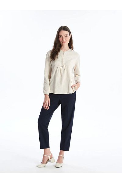 LC Waikiki LCW Grace - Pantaloni de damă cu tăietură dreaptă cu talie elastică