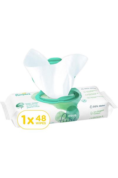 Pampers Aqua Pure Baby Wipes, 48 Wipes, Made with 99% Pure Water