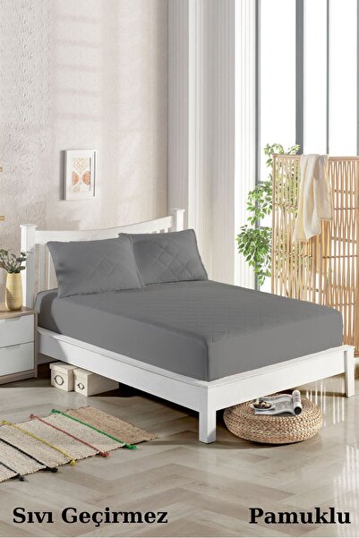 LİNDOA Pamuklu Kapitoneli Çift Kişilik Sıvı Geçirmez Alez Yatak Koruyucu Tek ...