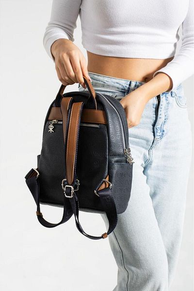 ImPolo Asian Navy Blue Patterned Women's Backpack - 27X32 Size