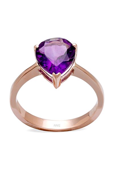 Ariş Damla Kesim Ametist Altın Yüzük