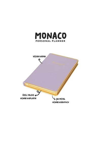 Victoria's Journals Vj Monaco Vegan Δερμάτινο Σκληρό Εξώφυλλο Planner Notebook 100 gr Ivory Paper. 192 Σελίδες-λιλά