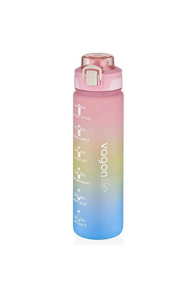 Vagonlife 1000ml Pink Motivational Water Bottle - Vgn-2310