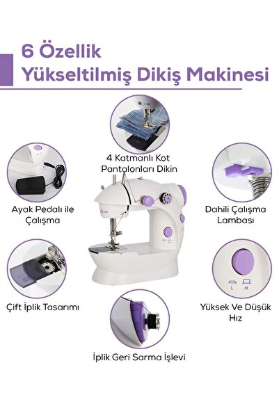 qasul Mini Pratik Dikiş Makinesi, Ev Tipi Dikiş Makinesi,Taşınabilir Dikiş Makinesi