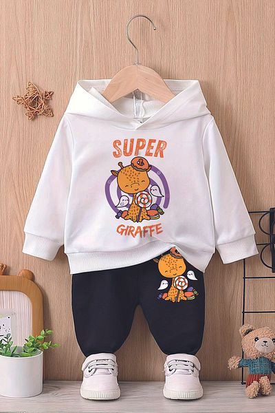 ADABEBEK Super Giraffe Printed Hooded Baby Set - 22544-1