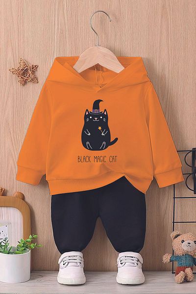 ADABEBEK Hooded Magic Hat Cat Animal Printed Baby Suit 22205