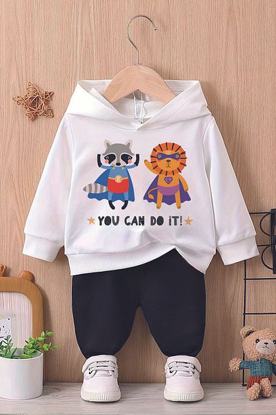 ADABEBEK Super Hero Animals Patterned Hooded Baby Set - 22342
