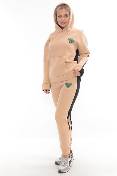 TÜKATO Μπεζ φούτερ Jogger Suit - Πίσω εμπριμέ, Oversize, Hooded Hoodie