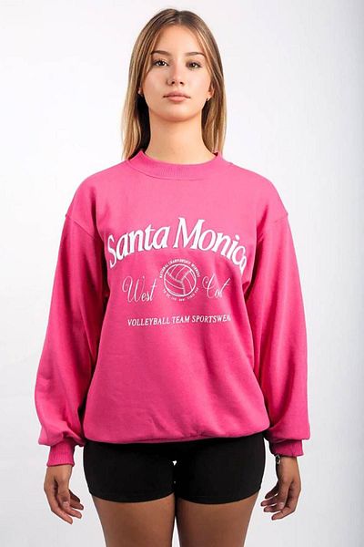 Seeh Hanorac oversize cu model roz cu gât turnu SH115