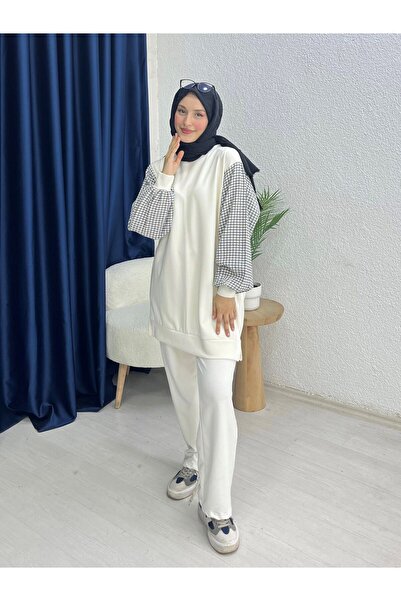 lurex moda Kol detaylı sweat tişört