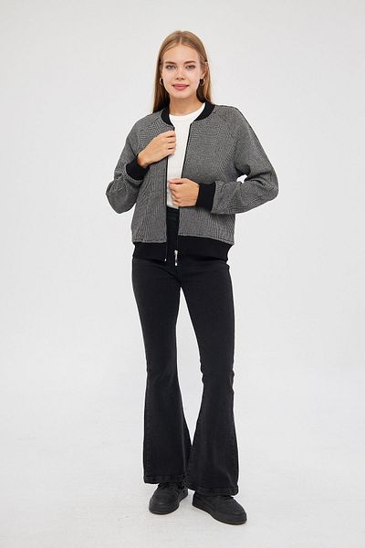 ESPİNA Jacquard Women's Bomber Jacket - Raglan Sleeve, Zippered