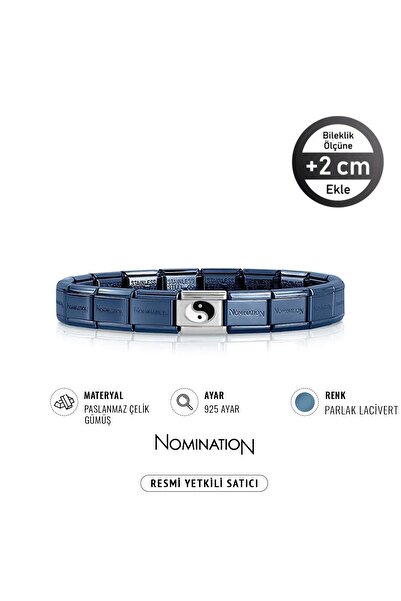 NOMİNATİON Italy Composable 925 Ayar Gümüş Ying&Yang ve Çelik Bileklik Lacivert