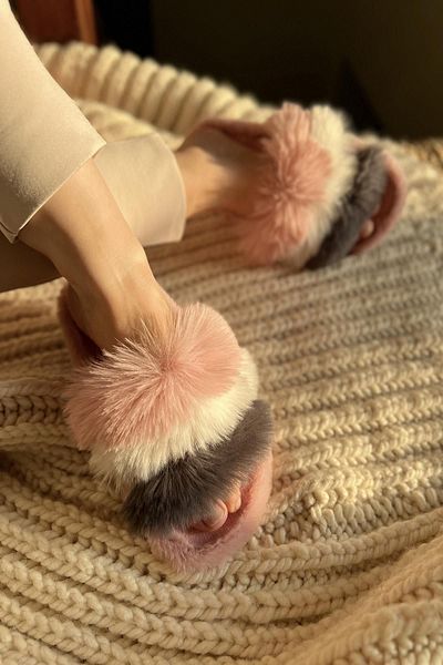 Glenz Women's Furry Plush Slippers Home Slippers TS1145