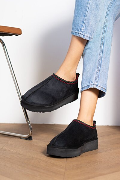 topukludünyası Sweet Süet Içi Kürklü Düz Taban Kadın Sabo Bot