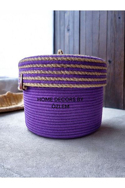 home decors by özlem Wicker Basket with Lid - Organizer Sieve 24X18Cm