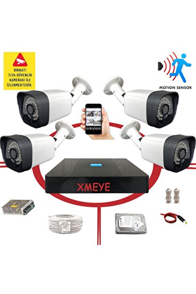 BİSES 4'lü Hareket Algılayan 5 Mp Sony Lens 1080P 36 IR LED Metal Kasa Güvenl...