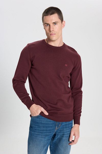 WRANGLER Hellgrüner Strickpullover mit normaler Passform und Rundhalsausschnitt