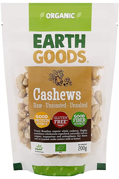Earth Goods Organic Brazilian Cashews GF 200g
