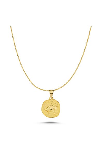 HEMS JEWELLERY 14 Ayar Altın Spiga Zincirli Burç Boğa Kolye