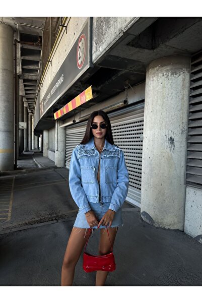 VOLT CLOTHİNG Jachetă de damă din denim cu detalii perle