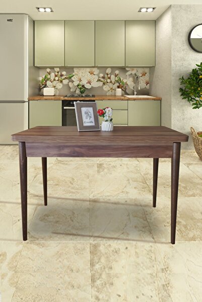 Renlife Masası Mutfak Yemek Masası Takım Ahşap Masa 4 Kişilik Masa (SABİT CEVİZ)