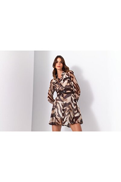 KASHA 24YE059 Zebra Desen Elbise