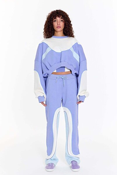 ŞEBNEM GÜNAY Purple Orange Lavender Blue Color Block Sweatpants