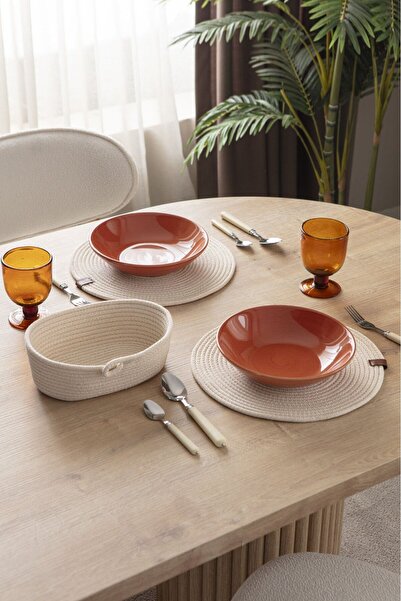 dekomall home & living 7 parça %100 Pamuk El Yapımı Amerikan Servis Supla-Ekm...