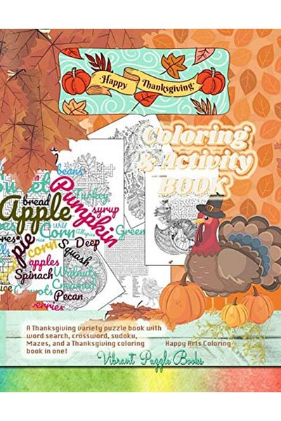 Ingram Happy Thanksgiving Adult Coloring & Activity Book A Thanksgiving Variety Puzzle Book With Word Sear