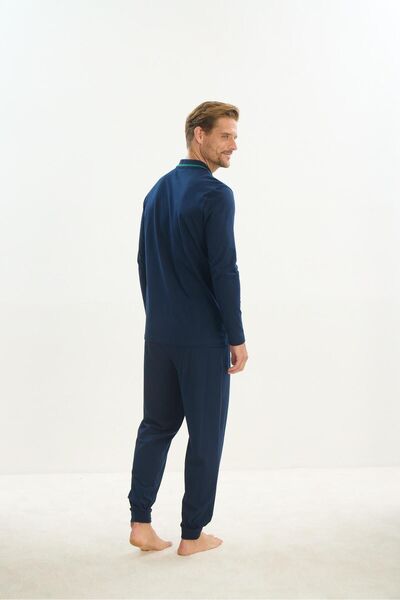 Sevim Erkek Uzun Kol Polo Yaka Lacivert Pijama Takım C5T1N5O9