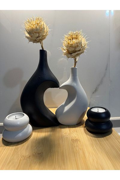 BLANJ Dear Vase and Candle Holder - Heart-Wrapped, Black-Grey