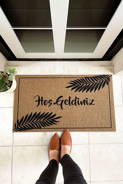 Paspas Yap Welcome Written - Palm Leaf Design Door Mat