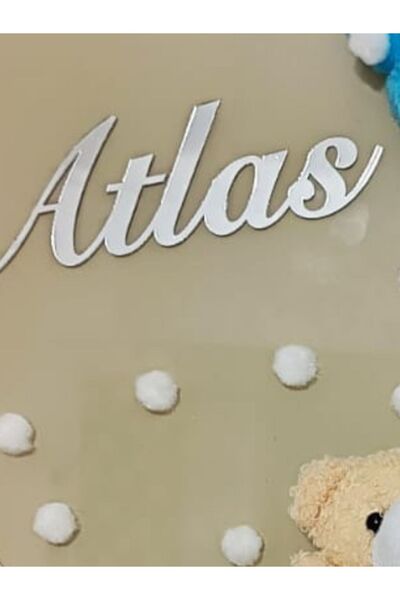 Elzem Ahşap Maskot Ayıcıklı Kapı Süsü - Kabartma Yazılı - Kişiye Özel