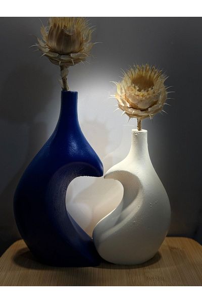 BLANJ Dear Heart Vase - Navy/Cream