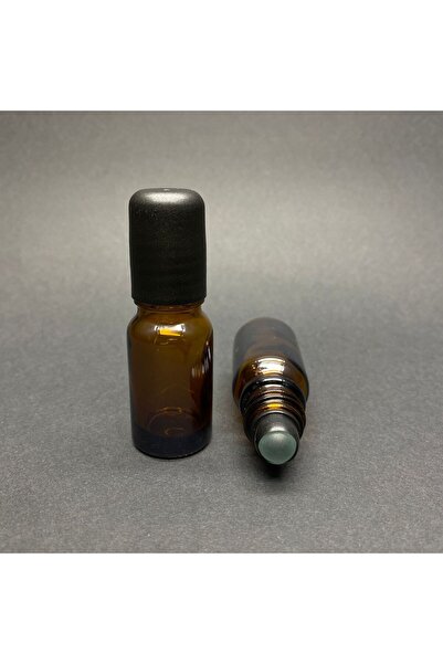 labshop41 Kahverengi Cam Siyah Kapaklı Cam Bilyeli Roll on Şişe 10 Ml , Cam E...