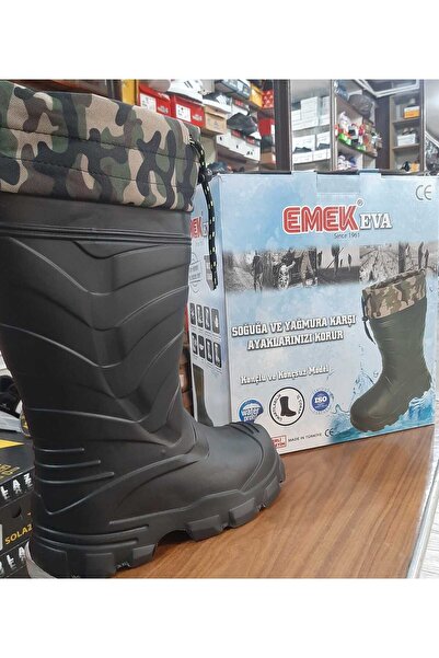 Emek Erkek Haki İçi Çoraplı Ultra Hafif Yağmur Çizmesi