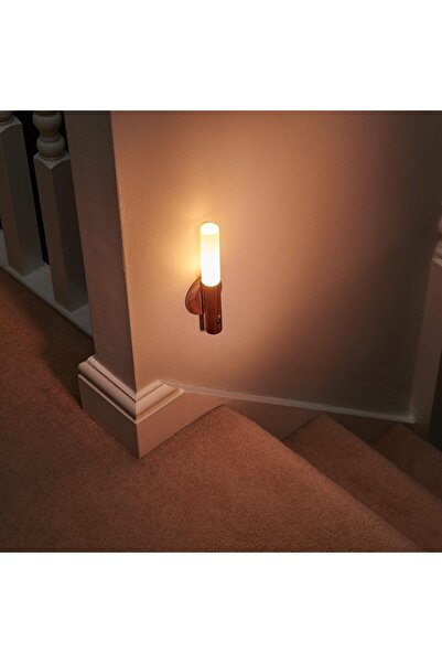 Ucuz Geldi 2 Adet Sensörlü Şarjlı Led Aplik Mıknatıslı Ahşap Renk Cata Kumru Gün Işığı Led Aplik Duvar Lambası