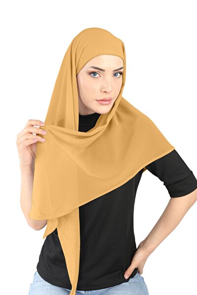 Ecardin وشاح بيضاوي من الشيفون بونيه بلون الخردل - St 103