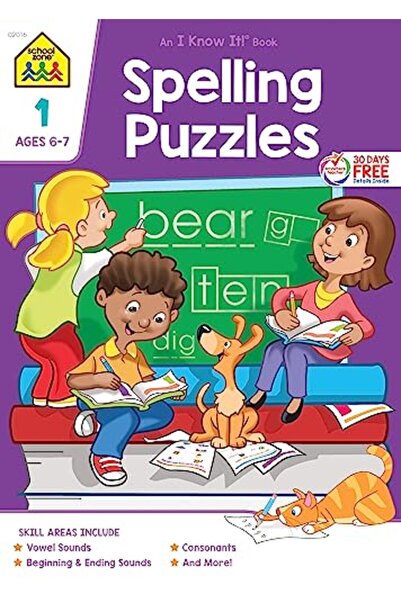 School Zone Publishing كتاب تمارين الألغاز الإملائية للصف الأول