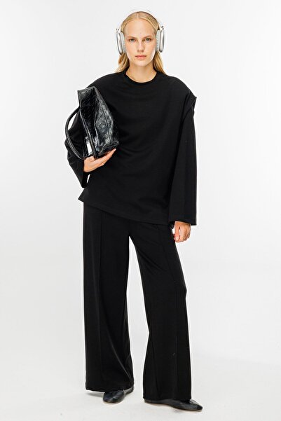 Hooopstore Compact Cotton Black Trousers - Elastic Waist