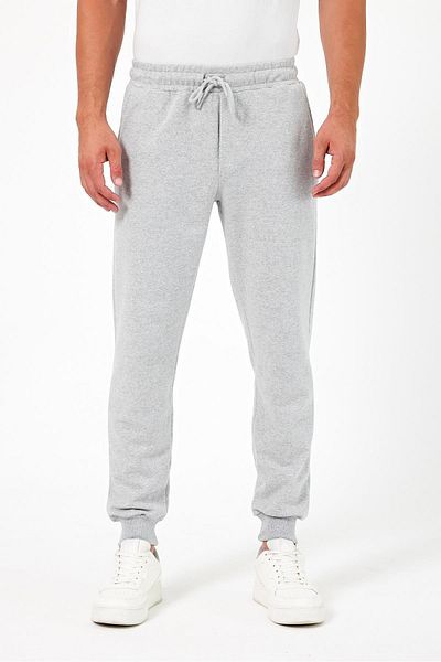 mmetalic Ανδρικό παντελόνι Jogger Sweat - Χοντρό γκρι, πίσω τσέπη, ελαστικό πόδι, κανονική εφαρμογή χωρίς ράστερ