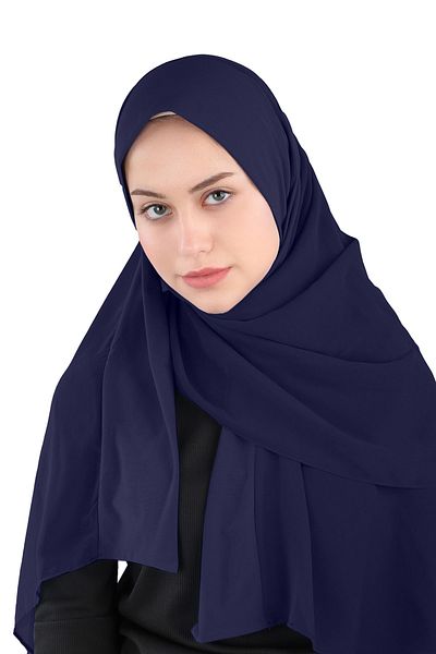 Ecardin Σάλι σιφόν Navy Blue Sandy Tape - St 600