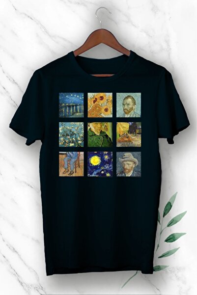 MEAGİYİM Kolaž portreta Van Goga, crna Unixes majica