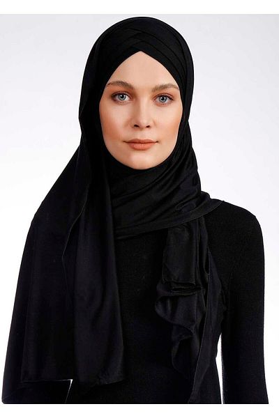 Ecardin Άνετο Μαύρο Σταυρό Lycra Shawl 3x - St 059